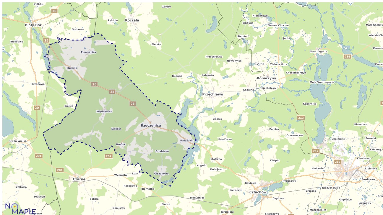 Mapa obszarów ochrony przyrody Rzeczenicy